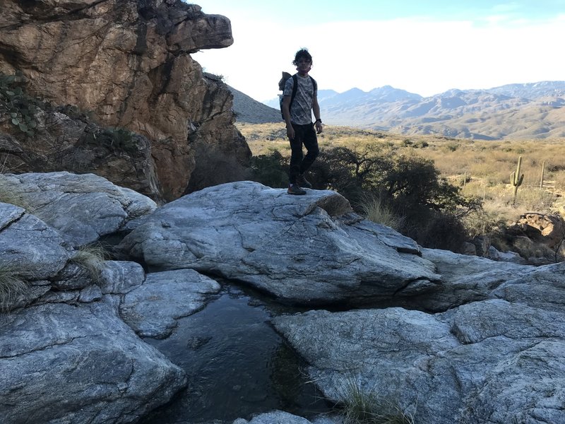 At the top of the falls.