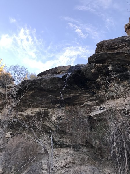 Bridal Wreath Falls: just a strong trickle on this day.