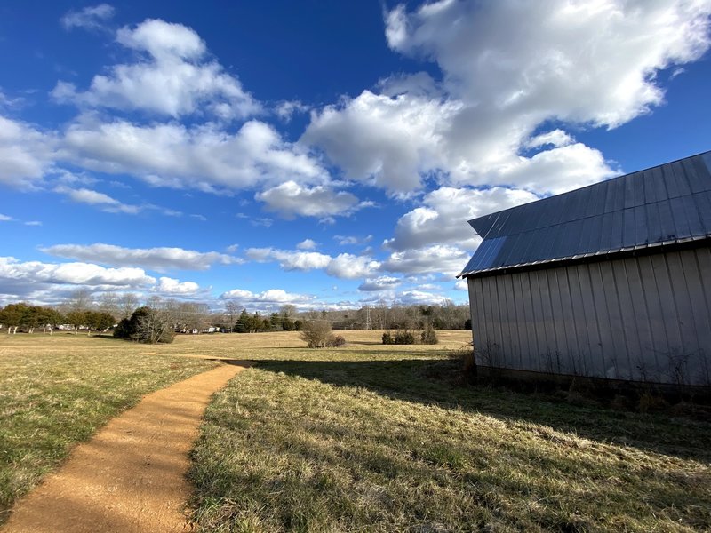 The old barn on a winter day.