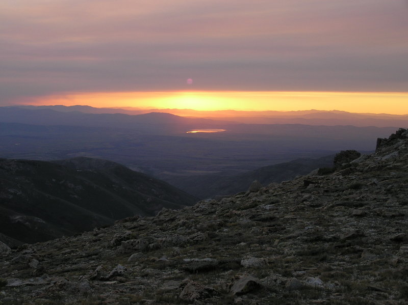 Sunset at camp on trail south of Wines Peak.