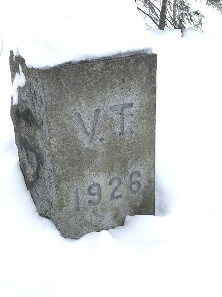 Stone Marker that marks the southern terminus of the Catamount Trail.