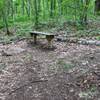 Welcoming bench at the top of a steep climb.