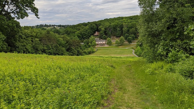 View down the hill and across to the cemetery on the next hill over.