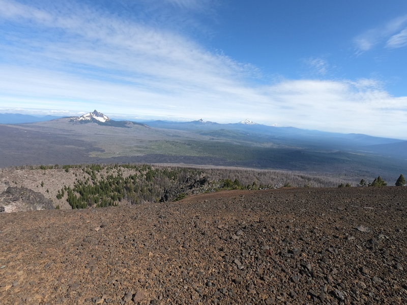 View north from Black Crater summit showing Mt. Washington, 3-Fingered Jack and Mt. Jefferson (L-R)