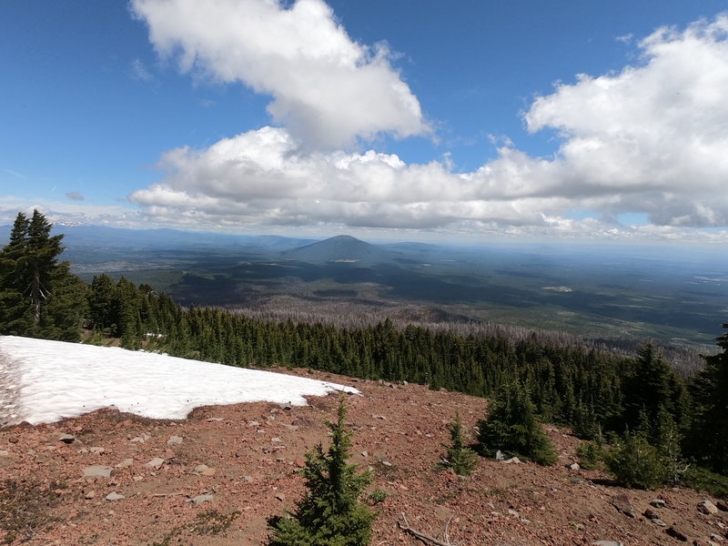 View northeast from Black Crater trail showing Black Butte and Green Ridge (in background).
