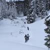 Snowshoeing on the trail to Forest Lake from the Lassen Visitor Center.