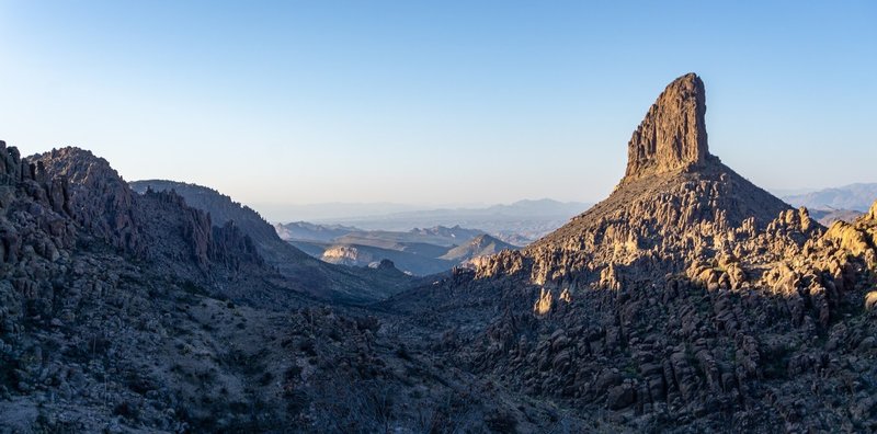 Sunset on Weavers Needle from Fremont Saddle.