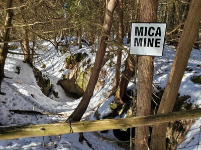 Snow-covered mica mine.