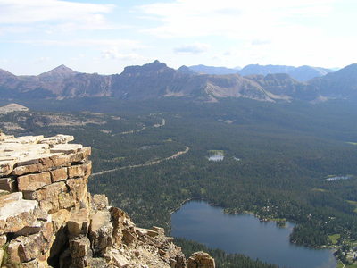 View east from summit showing Mirror Lake and, in the distance, Mt. Agassiz. (08-19-2005)