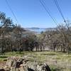 View from trail looking across Folsom Lake towards Folsom Dam.