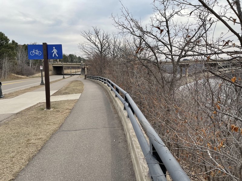 Pathway and east end of Lake Street bridge.