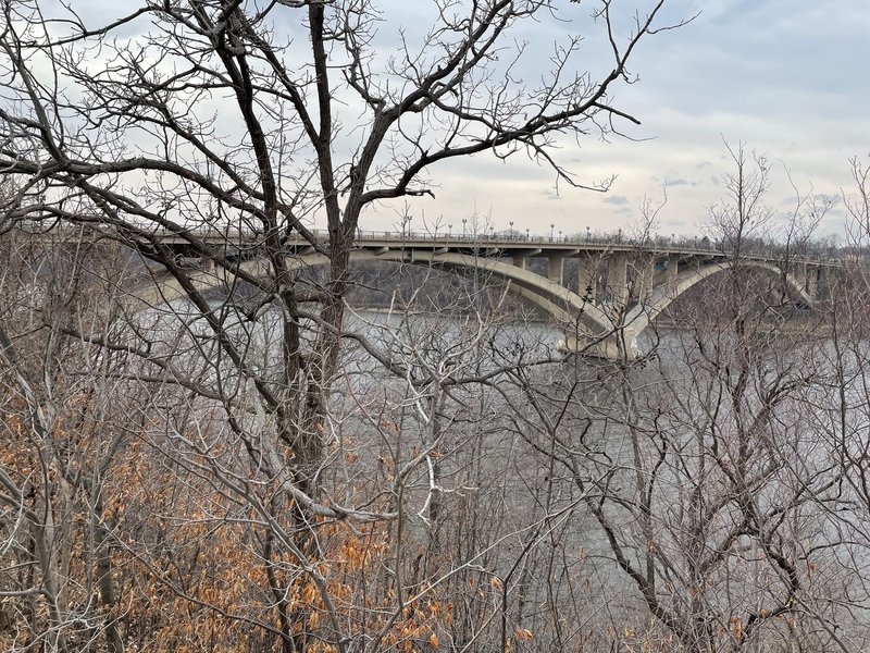 Lake Street bridge over the Mississippi seen from the walking path.