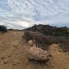 The fork taking you off of Rocky Peak Fire Road down the fun Chumash Trail singletrack descent. Keep your ears open for mountain bikers as some advanced riders do descend on this trail.