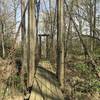 The last of three suspension bridges on Cane Creek Trail. This one is located just before mile 8 and crosses Cane Creek.