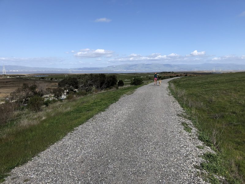 Wide gravel road.