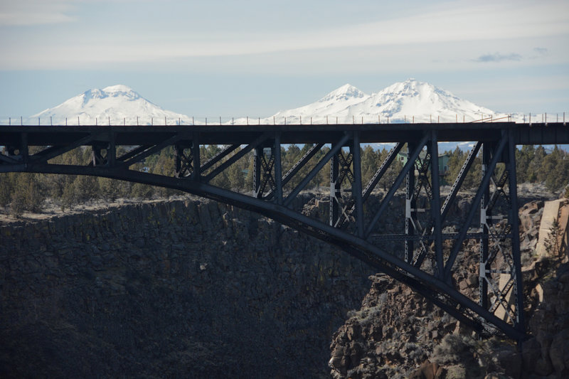 The sisters past the rail bridge.