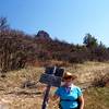 At the junction with the Lone Pilot Trail with Pilot Rock in the distance.