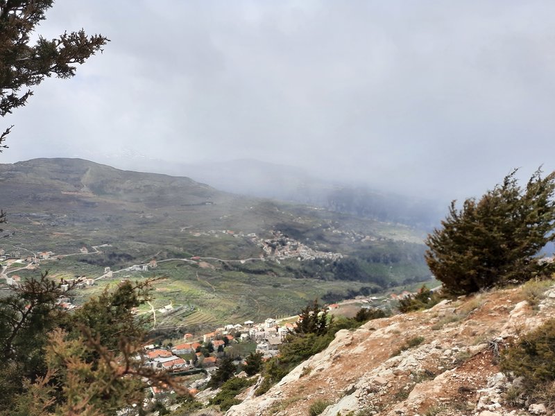 View of Ehden and the Valley from the traverse.