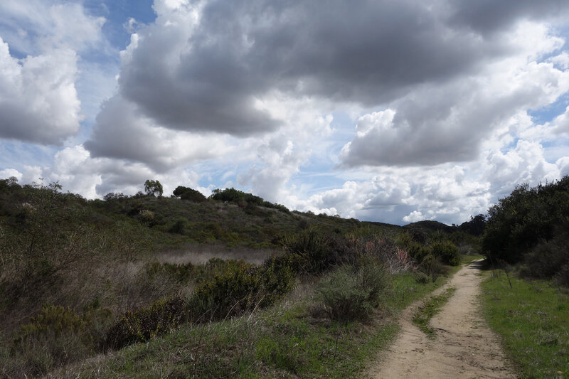 Shaw Valley trail under partly cloudy skies.