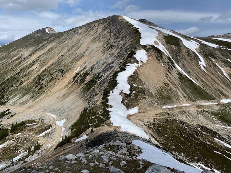 Looking up to Gott Peak from Blowdown Pass.