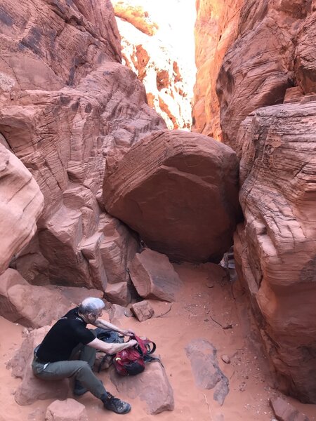 Slot canyon blocked about 1mile in from Mouse's Tank.