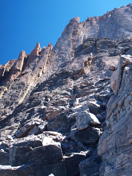 Scrambling up some boulders.