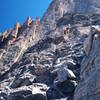 Scrambling up some boulders.