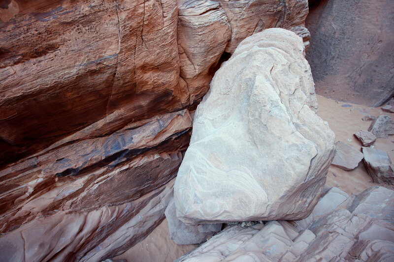 Looking at the undoable down climb (at least for me) side of the impassible choke stone.