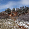 Primary colors at the Garden of the Gods with a hint of April snow.