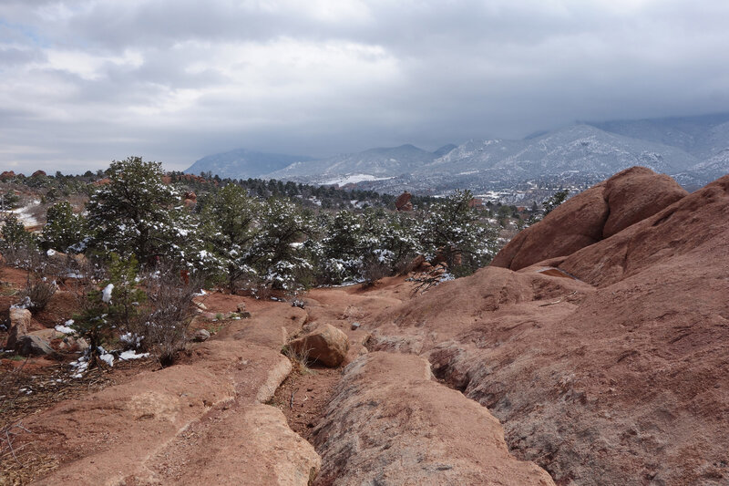 View south from near the P8 parking lot and the Buckskin Charley trail at the Garden of the Gods.