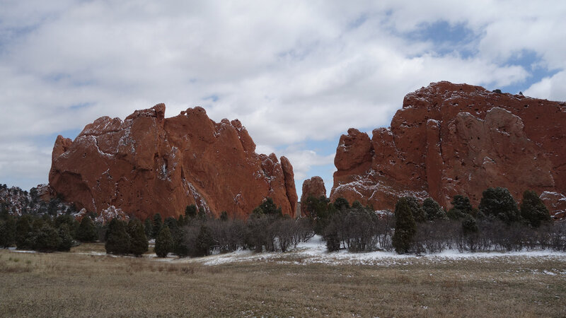 North (left) and South (right) Gateway Rocks viewed from the Central Garden Trail.