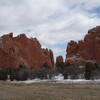 North (left) and South (right) Gateway Rocks viewed from the Central Garden Trail.