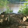 One of many benches and fishing spots along the river.