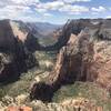 Looking out from Observation Point. Angel's Landing is down there!