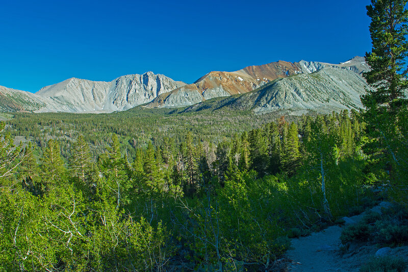 Looking across Rock Creek Canyon towards Wheeler Ridge and the mineral rich ridge that leads up to Mt. Morgan