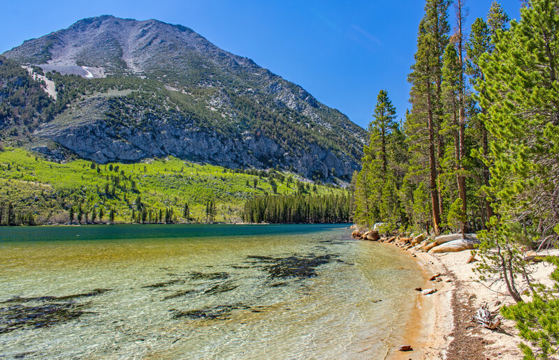 North end of Davis Lake. It is shallow and in less of an alpine setting, but fishing is great and the water is warmer than the other lakes.