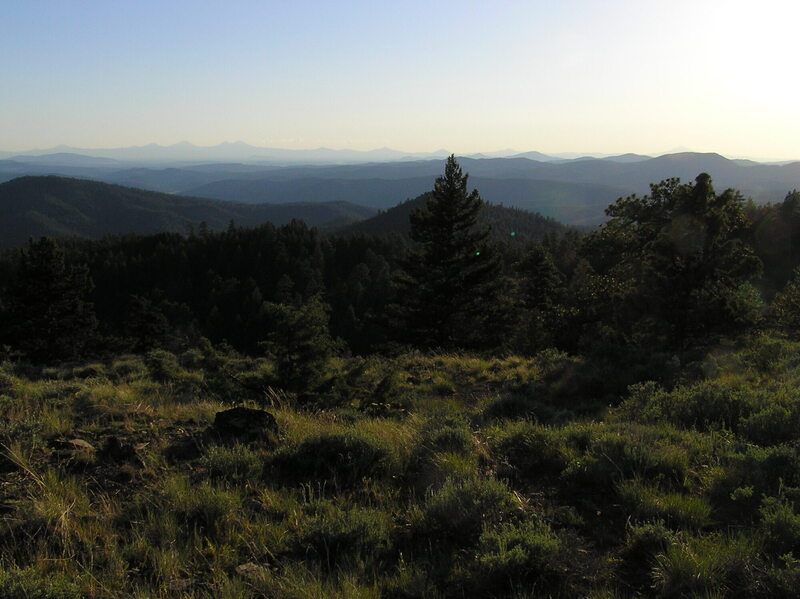 Cascades at sunset (6-16-2021). (L-R) Mt. Bachelor, Broken Top, South, Middle and North Sisters, Black Crater, Belknap Crater, Mt. Washington, Black Butte, 3-Fingered Jack and Mt. Jefferson.