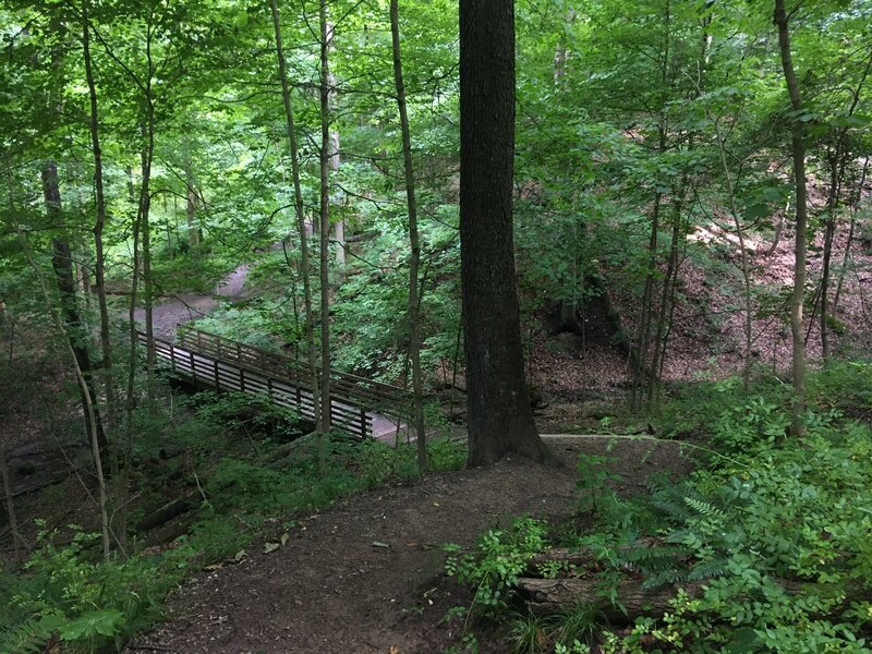 Descending a switchback.