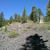 Looking up at ancient Red Cinder Cone on the west side of Red Cinder Pass. It's not very red for having the name Red Cinder Cone, wonder why....