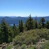 East-southeast from the top of Prospect Peak: Butte Lake below and beautiful forested hills stretching forever into the distance.