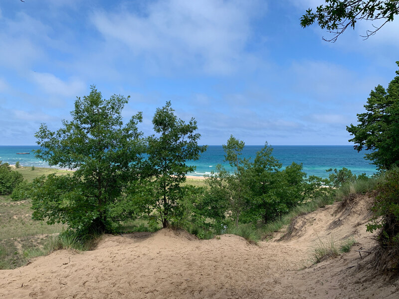 Looking down from the dune as you approach the beach.