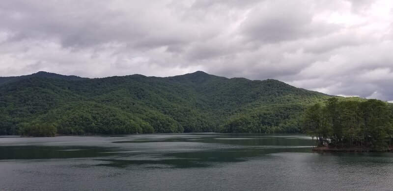 View of the mountain ridge from Fontana Dam.