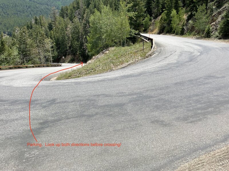 Switchback where trail starts looking back toward traffic in both directions.