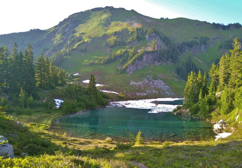 Johnson Mountain watches over the north side of Blue Lake.