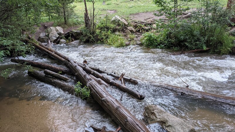 Log crossing with higher water.