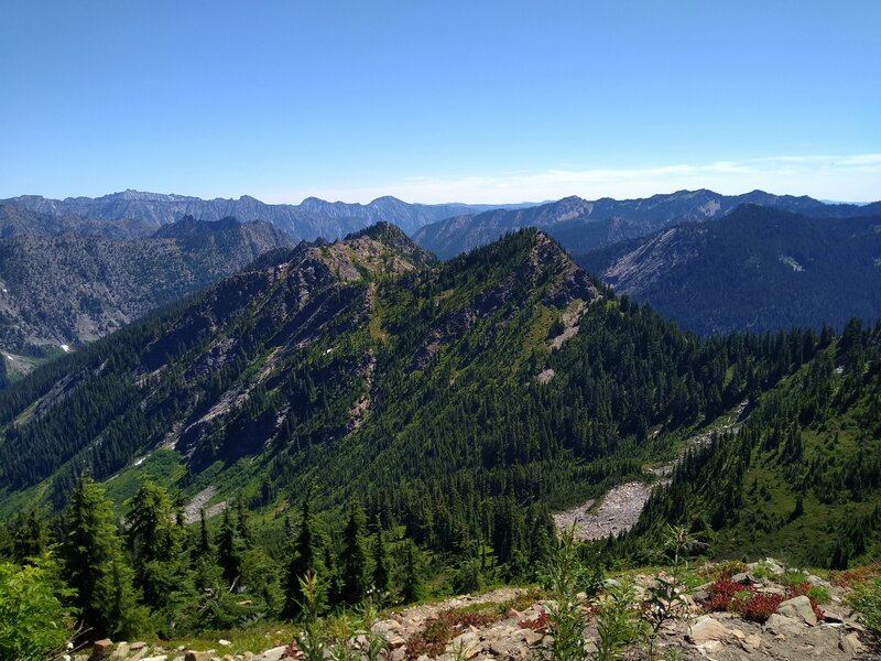 Mountains stretch on forever to the east-northeast, as seen from Poe Mountain, 6,015 ft.