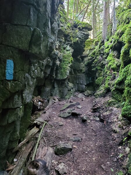 The trail leads through some interesting geologic features