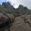 Some of the rock scramble near the top.