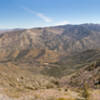 Panorama across the valley east of Remington Ridge. Lake Isabella is on the left. Bodfish Peak and Liebel Peak are in the center.