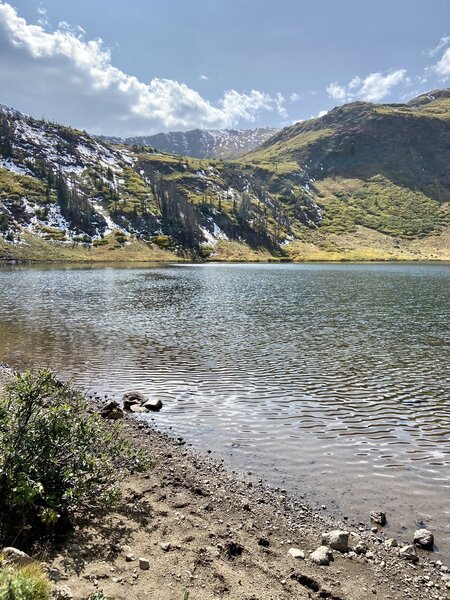 Squaw Lake - looking up toward CDT: Squaw Pass trail.